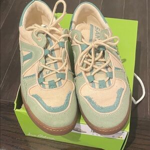 Sam Edelman Jayne Blue & Green Distressed Canvas Sneakers
